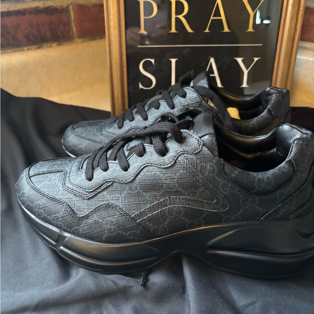 Gucci Black Chunky Sneakers with Retro Design